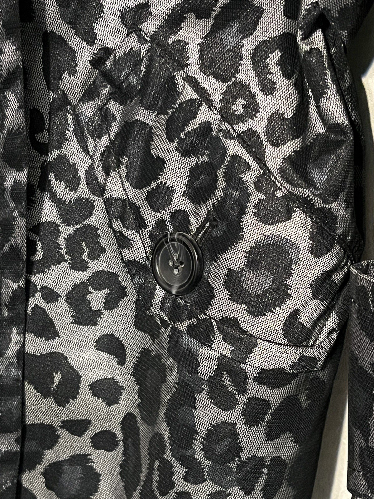 Ruby Rd Black / Gray Leopard Trench Jacket W/belt… - image 6