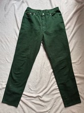 Vintage 90s Johnny Lambs Green Pindot Floral Denim pants