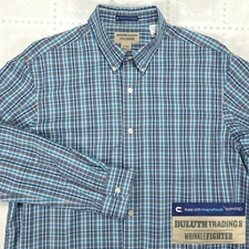Duluth Trading Co Long Sleeve Button Up Shirt LT Large Tall Wrinkle Fighter #M93