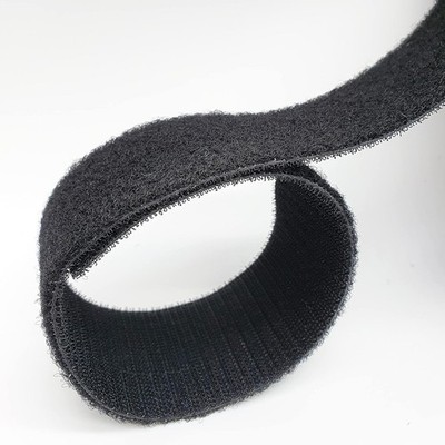Klettband back to back - 38 mm breit, Schwarz, Industriell, Nylon oder