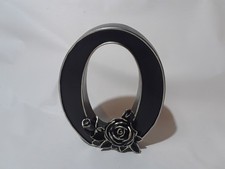 NEW Black 8" Wall Decorative Letter  O  Monogram Initial w/Flower Silver Trim