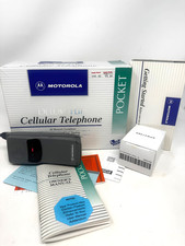 Vintage Motorola Pocket Deluxe Alpha Flip Phone With Box And Accessories WORKS