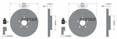 2x TEXTAR PRO BREMSSCHEIBEN 312mm INNENBELÜFTET VORNE passend für MG MG | 923432