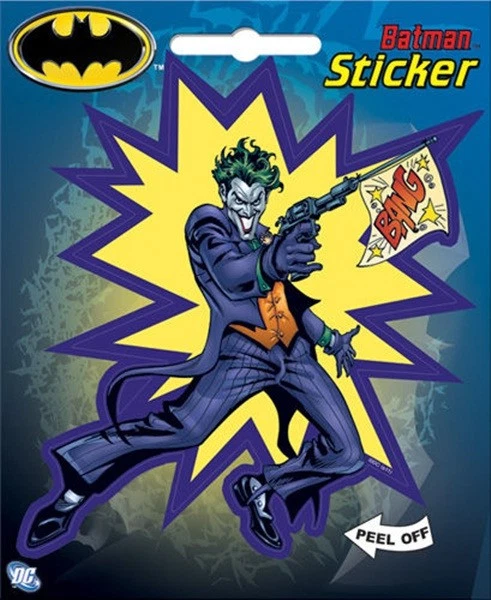 DC Comics The Joker Figure Shooting A Fake Gun Peel Off Sticker Decal NEW SEALED