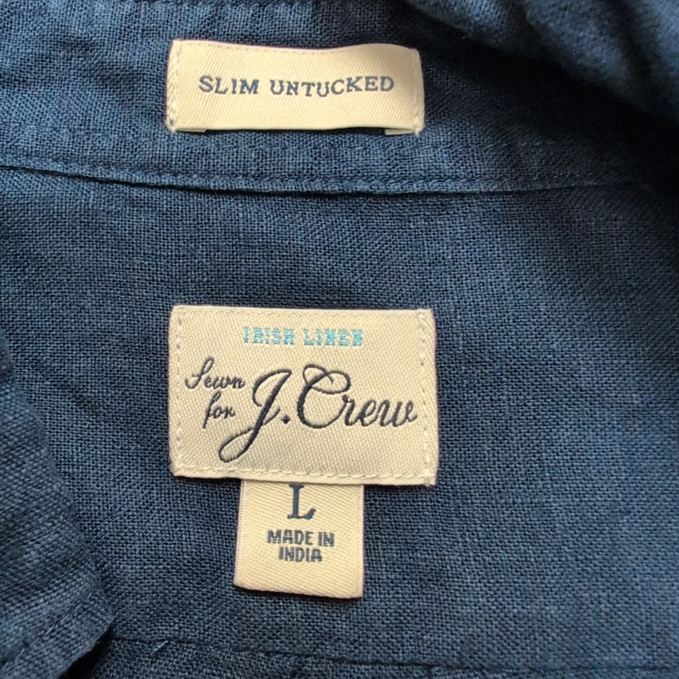 J.Crew chemise slim bleu marine lin Baird McNutt taille L - Photo 2/4