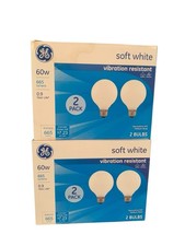 Lot Of 2 GE 60W 2 Pack Light Bulbs Vibration Resistant READ