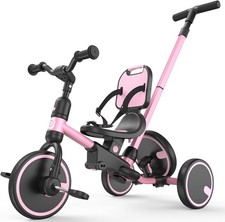 Besrey Toddler Tricycle with Push Handle Backrest for 1-5 old Years Boys, Pink