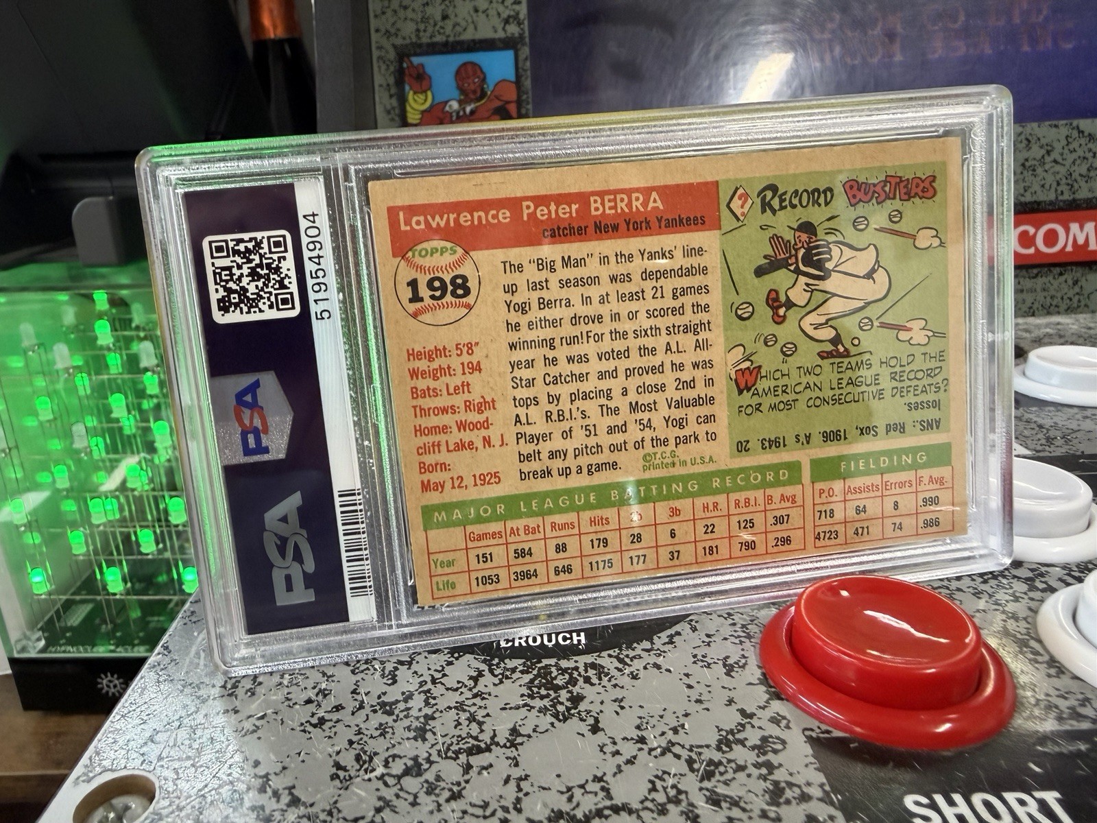 1955 Topps Yogi Berra #198 PSA 4 VG-EX New York Yankees Vintage Baseball Card view 2