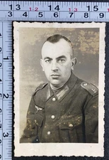 Soldier Identification Portrait WW2 German Military BW Photo Snapshot #10