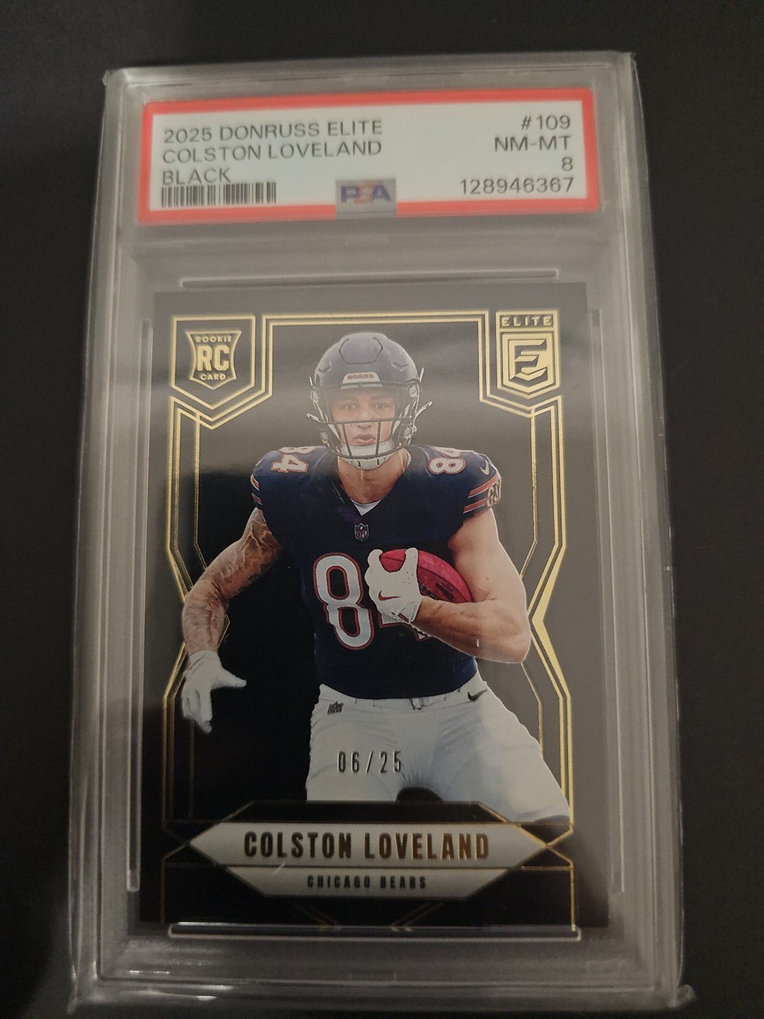 2025 Panini Donruss Elite Rookies Colston Loveland #109 Black /25 (RC)