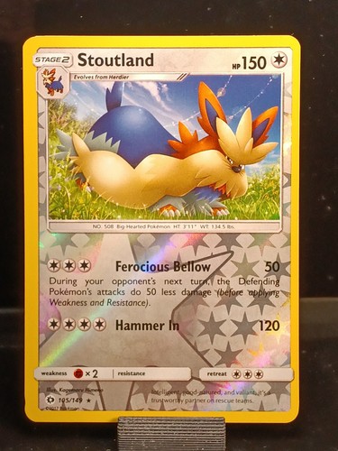 Pokemon TCG Sun & Moon Base Set Reverse Holo #105 Stoutland