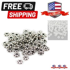 500 Pcs Antiqued Silver Daisy Spacer Metal Beads 4mm for Jewelry Making