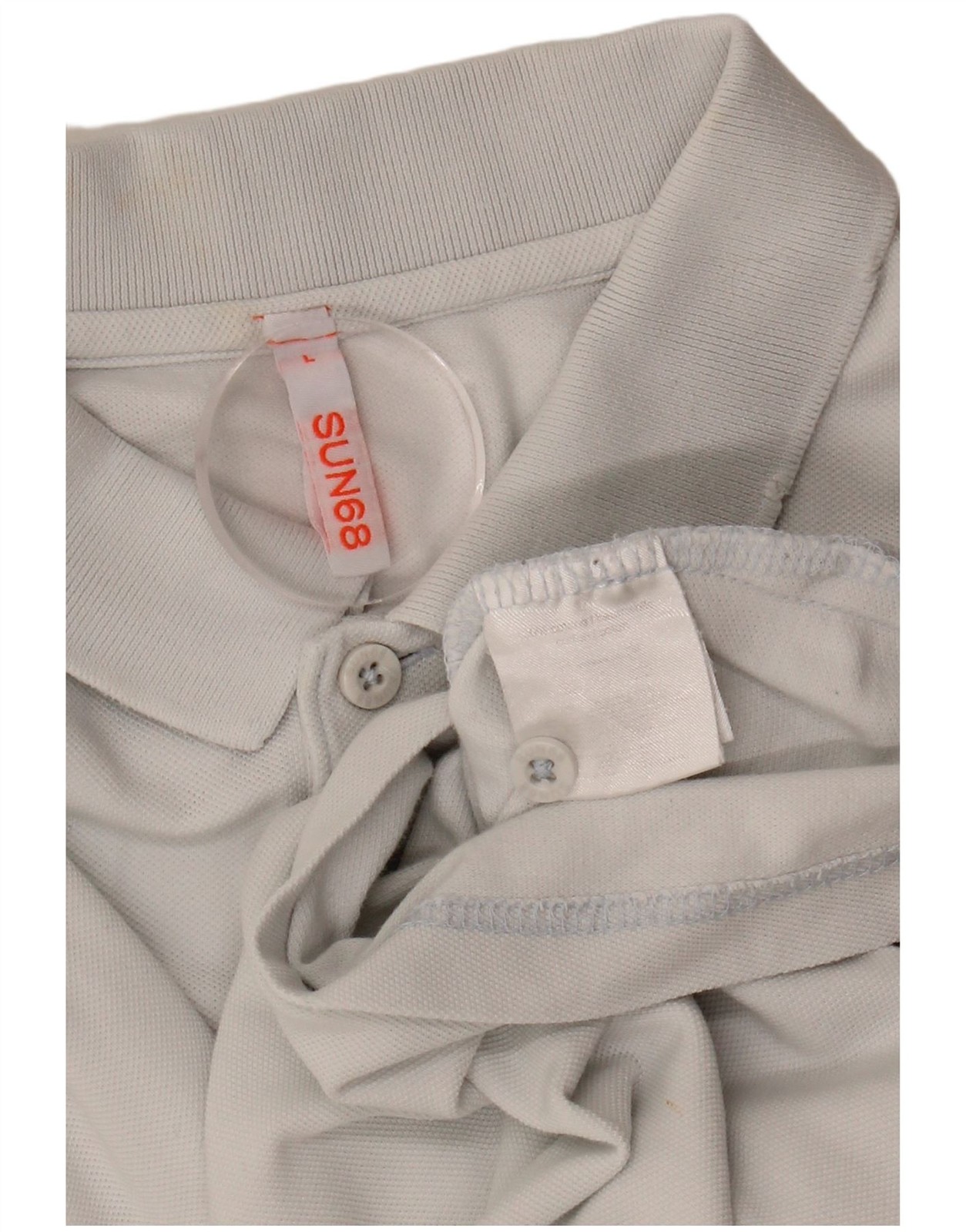SUN68 Mens Polo Shirt Large White Cotton AT17 image 8
