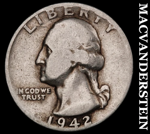 1942-D Washington Quarter- Silver- Scarce Better Date No Reserve #J2317