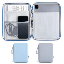 12.9 Inch Laptop Bag PU Leather Waterproof Padded Multi Pocket for Work Commuter