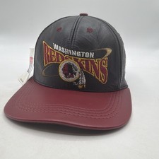 VTG 90s Washington Redskins Leather Hat ProElite Team NFL Black Red NWT