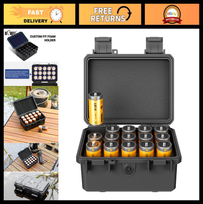 15-Slot C Battery Organizer Case - Heavy Duty, Waterproof, Ideal for Home & Camp