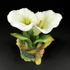  Lefton White Calla Lillies Vintage 1996 Porcelain Figurine 11907 5.25"