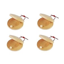 Wooden Castanet Set - 4 Pcs Handheld Finger Percussion Instruments for Rhythm