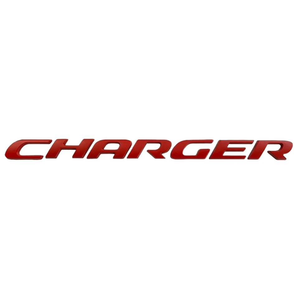 Charger Letters Badge Red Nameplate Gloss Emblem for Rear Trunk Lid Dodge - Image 3 of 3