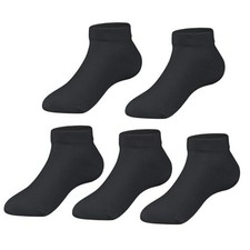 Kids Low Cut Socks Boys Seamless Ankle Socks Girls Medium 5 Pairs, Black