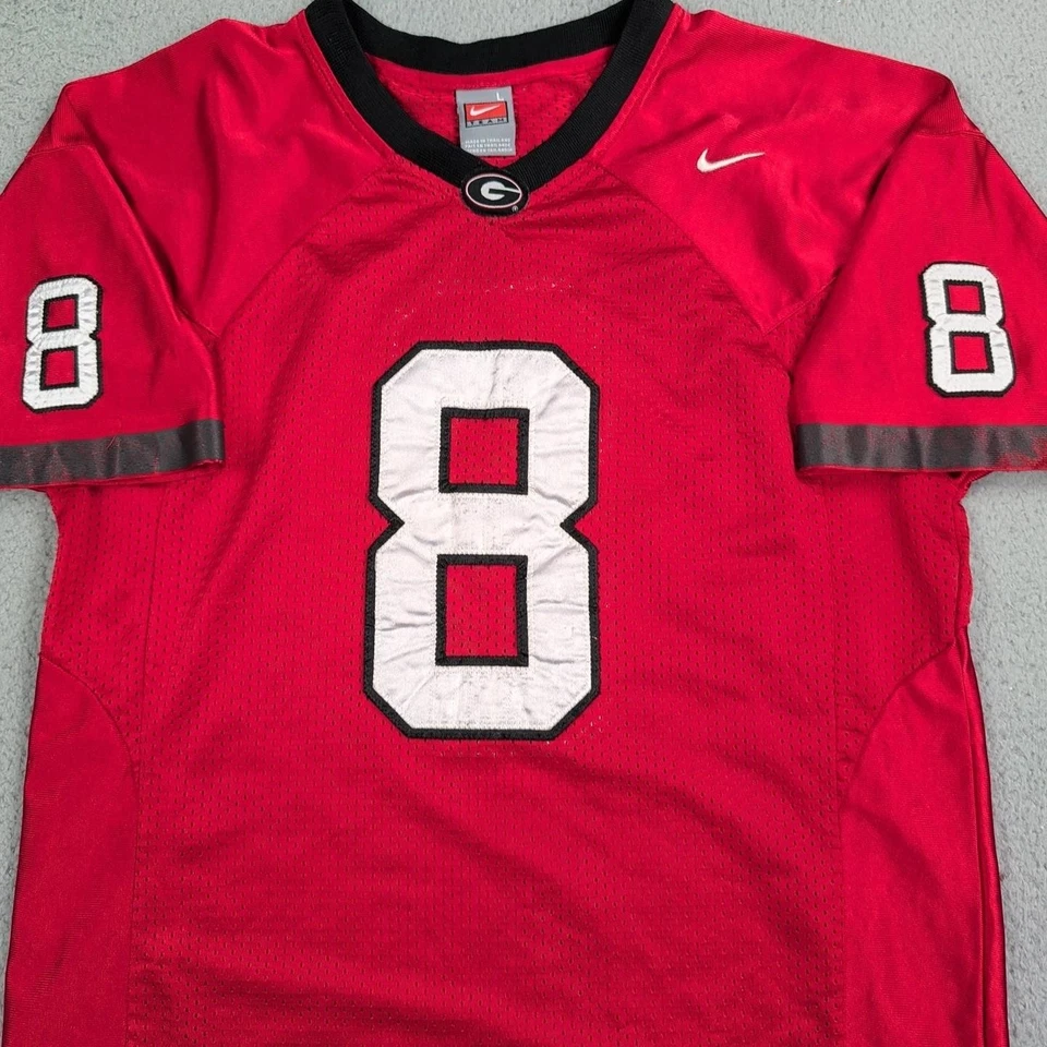 Georgia Bulldogs Jersey Youth Large Red NCAA Football Nike Team UGA Sewn #8 - Image 2 of 4