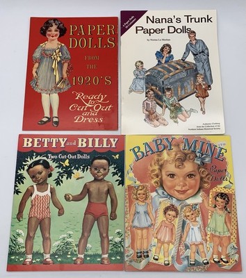 4 Vintage Reproduction Paper Doll Books Baby Mine Nana s Trunk Betty Billy 1920s