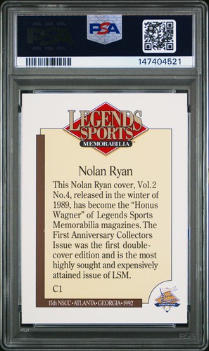 147404521 Nolan Ryan 1992 Legends Sports NSCC #C1 PSA 9 - Bild 2 von 3
