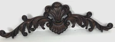 Wood Plaque Pediment French Cottage Décor Baroque Style Feather Plume & Scrolls