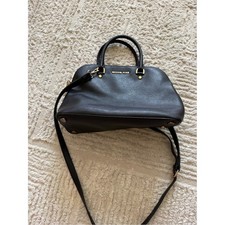 Michael Kors Black Leather Satchel with Gold Hardware and Crossbody Strap