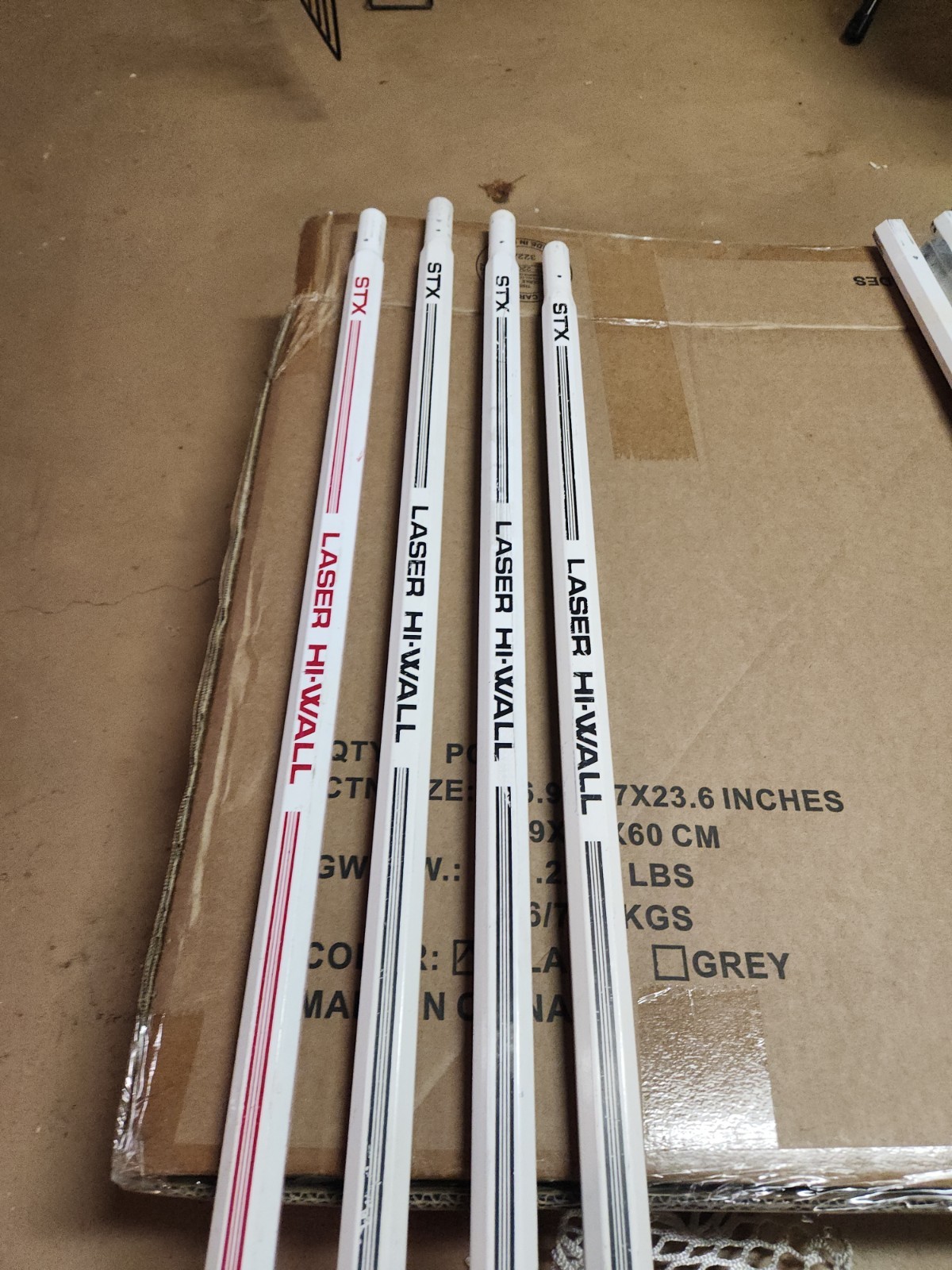 Lot Of 4 Vintage STX LASER Hi-Wall Lacrosse Shafts With The Rounded Throat.