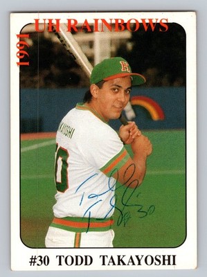 Todd Takayoshi 1991 7-Eleven University of Hawaii Rainbows #30 In-Person Auto