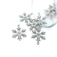 Silver Snowflake Charms, 29x22mm - US Seller