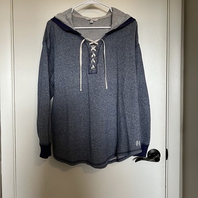 Victoria's Secret Lace-Up Pullover Hoodie L Blue Gray Angel Theme Y2K Whimsical