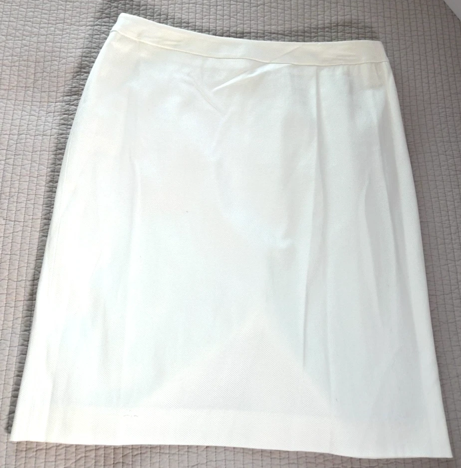 Jones New York Suit Petite 2 Piece Jacket Skirt White Cotton Blend Lined sz 14P - Image 4 of 4