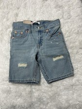 Levi's Boy's Adjustable Waistband Slim Fit Distressed Youth 5 Denim Shorts