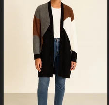 Fortune & Ivy Color block Open Front Longline Knit Cardigan Sweater XL NWOT