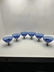6 Vtg Cobalt Blue Depression Glass Hazel Atlas Sherbert Cups Metal Base Footed