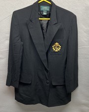 Vintage Lauren Ralph Lauren Wool Crest Blazer Womens Equestrian Academia Size 10