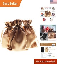 Classy Old Gold Satin Drawstring Bags 4" x 6" - 50 Pack for Weddings  Holidays