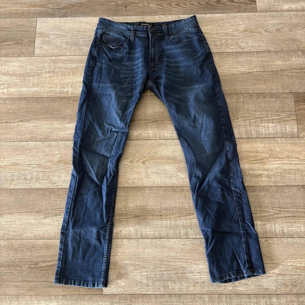 Jean Kenneth Cole Homme Délavé Foncé Taille 36x30 – Excellent état, Coupe Chino En Denim