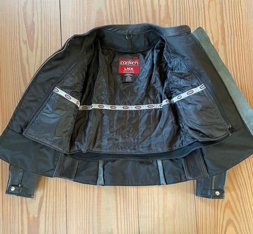 Cortech LNX Black Leather Motorcycle Street Jacket ZipOut Liner Women XL/14 READ - Picture 4 of 24