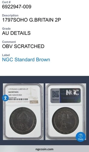 🔥1797 SOHO GREAT BRITAIN 2 PENCE NGC AU DETAILS🔥 Check It Out!!