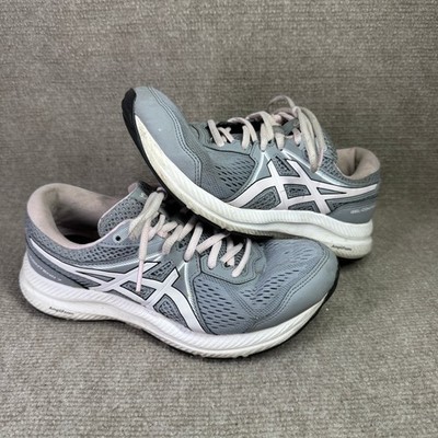 ASICS Gel Contend 7 Womens 7.5 Wide Grey Pink Running Sneakers 1012A911