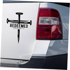 Redeemed Nail Cross Car Decal Sticker, Christian Faith Jesus 4.5" x 3.6"