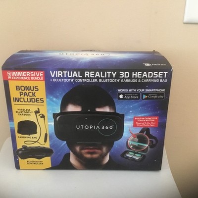Utopia 360 Virtual Reality 3D Headset + Bluetooth Controller New In Box.