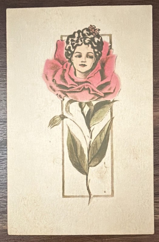 Antique Rose Art Floral Postcard, Divided Back, Posted & Stamped (1910)