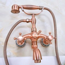 Antique Red Copper Wall Mounted ClawFoot Bath Tub Faucet With Hand Shower fna324