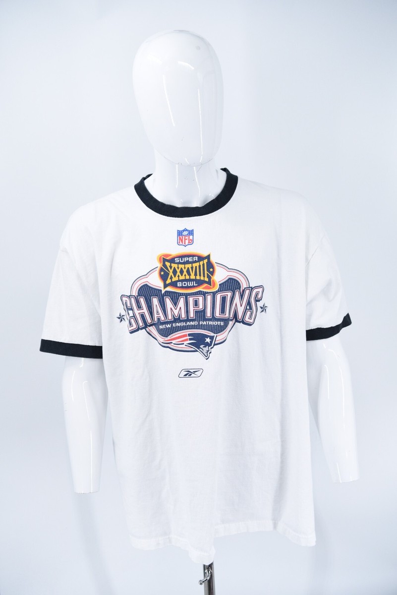 New England Patriots XXXVIIII Super Bowl Champions Ringer Reebok T