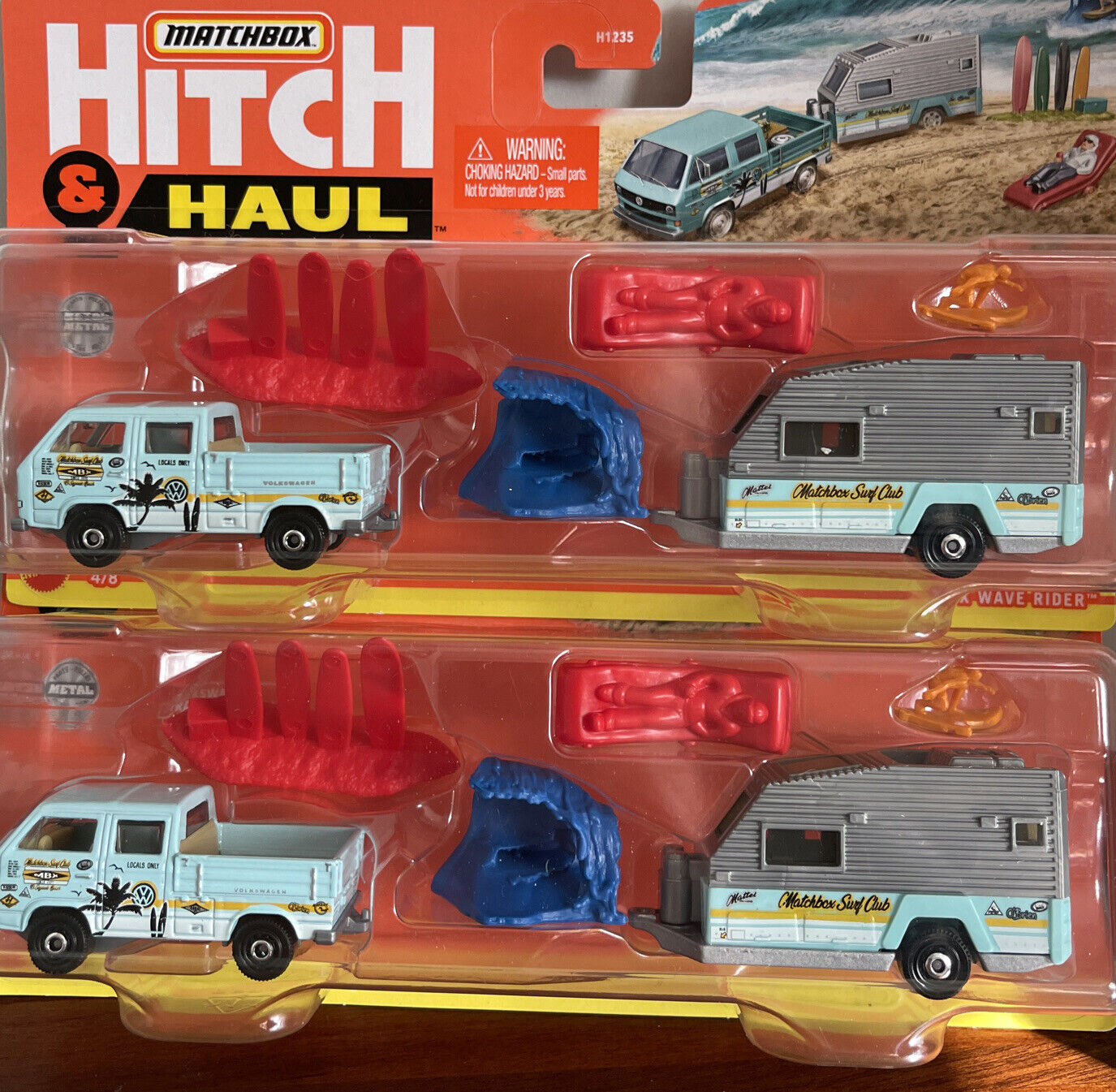 Lot Of 2 2021 Matchbox New Hitch & Haul Camping Trailer II Both Pickup Bed Style